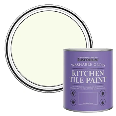 Image of Rust Oleum Green Water Resistant Kitchen Tile Paint in Gloss Finish Apple Blossom 750ml