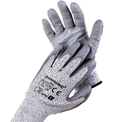 Image of Pair Of Large Kevlar Cut Resistant Work Gloves Heavy Duty Flexible &amp; Comfortable