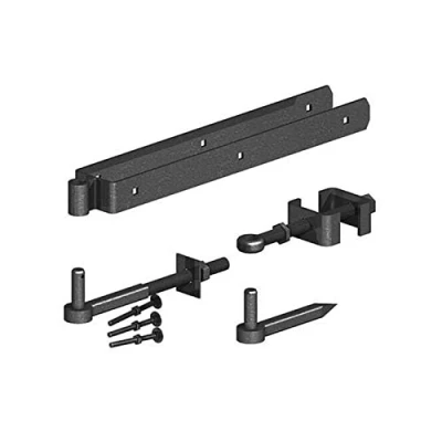 Image of Gatemate Field Gate Adjustable Double Strap Hinge Set 600mm Epoxy Black
