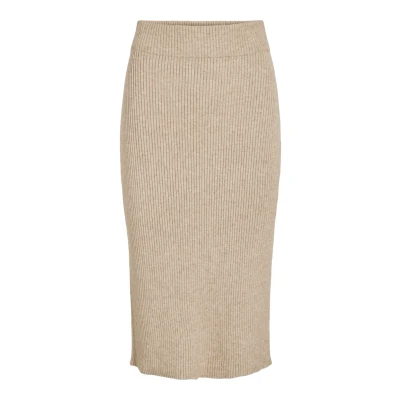 Image of VILA Women&#039;s VIRIL Pencil HW Knit Skirt NOOS, Natural Melange, M