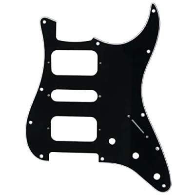 Image of Musiclily Pro 11 Holes Round Corner HSH Strat Pickguard for American/Mexican Fender Standard Stratocaster Electric Guitar, 3Ply Black