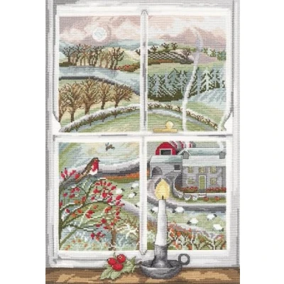 Image of Bothy Threads Counted Cross Stitch Kit Rosehip Window