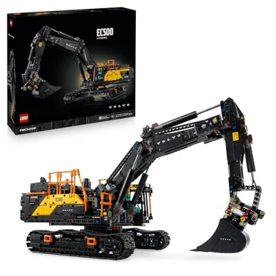 Image of LEGO Technic Volvo EC500 Hybrid Excavator Motorised Construction Vehicle Model Kit for Adults incl. a Movable Boom Arm &amp; Tracks plus Hammer Shovel Tools Gift Idea 42215