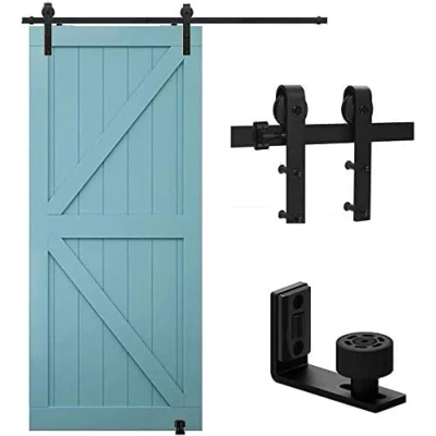Image of TSMST 167CM/5.5FT Sliding Door Track Barn Hardware Kit Closet Rail Roller Accessory Adjustable Floor Guide