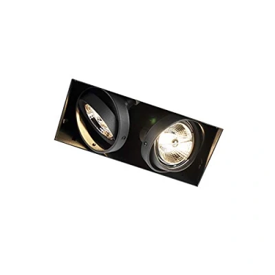 Image of Qazqa Recessed Spotlight Black rotatable and tiltable trimless 2 Way Light Oneon Modern Suitable for LED GU10 Steel Living Room I Kitchen