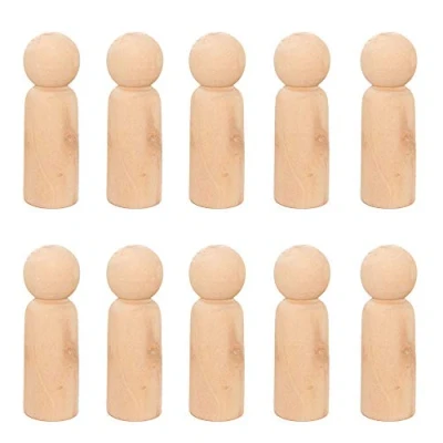 Image of VOANZO 10 Pieces 63mm Unfinished Girl Wood Doll Bodies Angel Body Peg, Wooden People for Kids Art and Creative DIY Craft (10 boys)