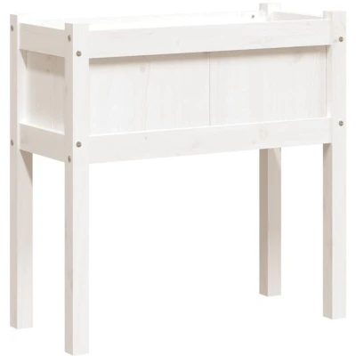 Image of vidaXL Garden Planter with Legs White 70x31x70 cm Solid Wood Pine