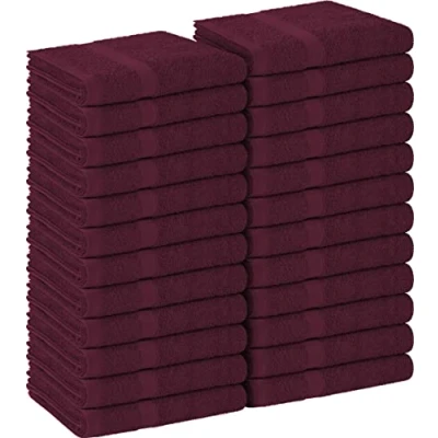 Image of Utopia Towels Salon Towel, Pack of 24 (Not Bleach Proof, 16x27 Inches) Highly Absorbent Cotton for Hand, Gym, Beauty, Hair, Spa, and Home Hair Care, Burgundy
