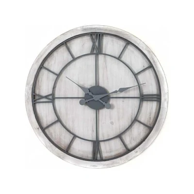 Image of Hill Interiors Williston White Wall Clock, Mixed, 60 x 5 2.95 cm