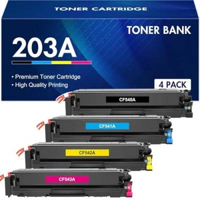 Image of Toner Bank Compatible Cartridge Replacement for HP 203A CF540A 203X CF540X Color LaserJet Pro MFP M281fdw M254dw M280nw M254nw M281cdw M254dn M281fdn M281 Black Cyan Yellow Magenta 4 Pack