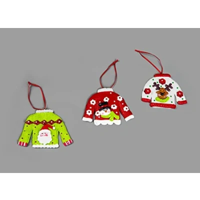 Image of Christmas Tree Hanging Jumpers Decorated with Santa Snowman Reindeer Xmas Wall Home Décor Ornaments 3pcs Set