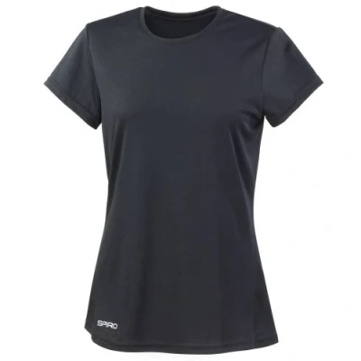 Image of Spiro Womens/Ladies Sports Quick Dry Short Sleeve Performance T Shirt (S) (Black)
