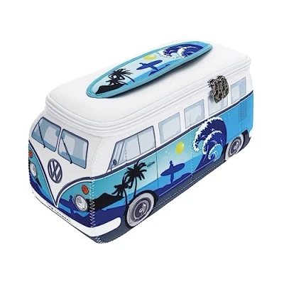 Image of BRISA VW Collection Volkswagen Neoprene Universal Makeup Cosmetic Travel Pharmacy Bag Pouch T1 Campervan Bus (Surf/Blue/Small)