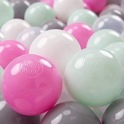 Image of KiddyMoon Soft Plastic Play Balls 100 Balls/7Cm 2.75In ∅ 7Cm/2.75In Multi Colour, Transparent/Grey/White/Pink/Mint