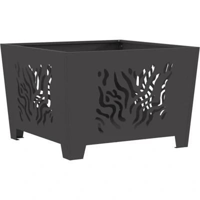 Image of vidaXL Fire Pit Square Black 60x60x40 cm Steel