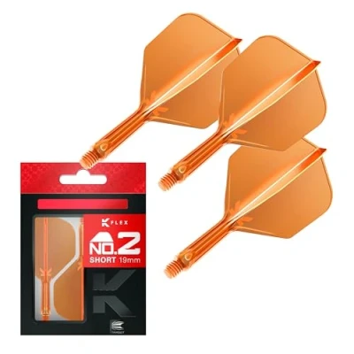 Image of TARGET Darts K Flex Integrated Dart Flight And Shaft, No.2 Orange (Short) Pack Of 3 No 2, Kflex Precision Moulded 2 In 1 Flights Stem Professional Accessories