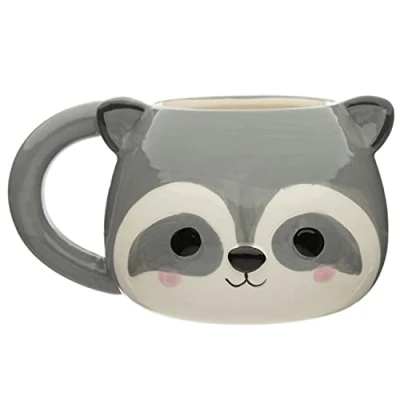 Image of Puckator Adoramals Raccoon Head Ceramic Shaped Tea Coffee Mug Funny Home Accessories Cute Gifts for Girlfriend Large Mugs Men Women Hot Drinks Cups Presents Secret Santa Gift Cup Set