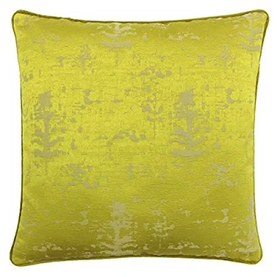 Image of Riva Paoletti Marylebone Polyester Filled Cushion Sulphur Yellow Geometric Cube Design Jacquard Weave Fuchsia Pink Reverse Piped Edge 100% 50 x 50cm (20&quot; 20&quot; inches)