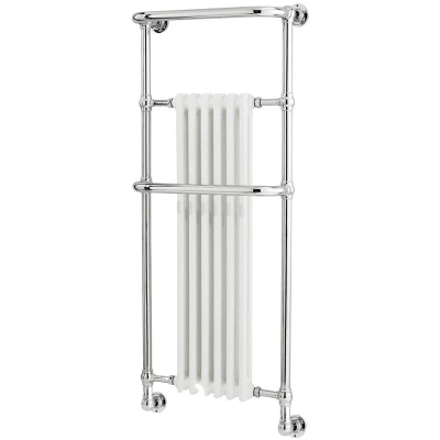 Image of Milano Elizabeth Chrome White Heated Towel Rail 1365mm x 575mm
