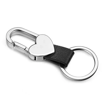 Image of Men Leather Keyring Car Key Chain Ring Black Smart Keychain Holder Fob Clip on Belt Loops for Women