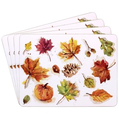 Image of Set of 4 Place Mats Autumn Leaves Design