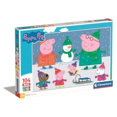 Image of Clementoni 23752, Peppa Pig Supercolor Puzzle for Children 104 Pieces, Ages 4 Years Plus