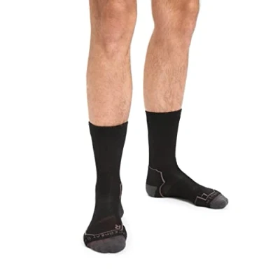 Image of Icebreaker Men&#039;s Hike+ Light Crew Sock, Black/Mink/Monsoon, XL