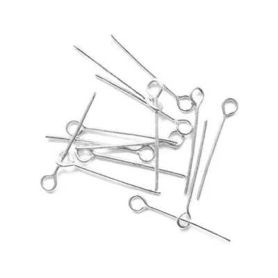 Image of Charming Beads Silver Iron 0.7mm x 20mm Eye Pins for Jewellery Use (Pack of 600+)