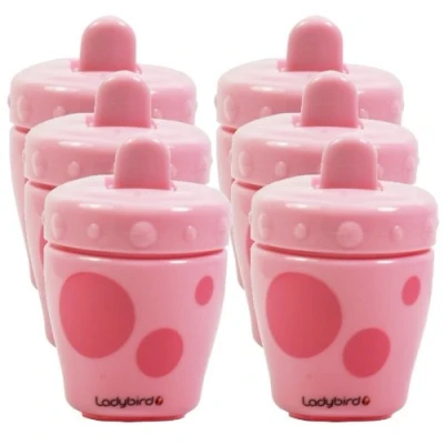 Image of 6X Ladybird Flip Top Non Spill First Beaker 120ml Pink