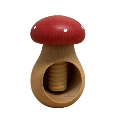 Image of Wooden World Mushroom Toadstool Nutcracker Made from Natural Beech Wood 10cm x 6cm