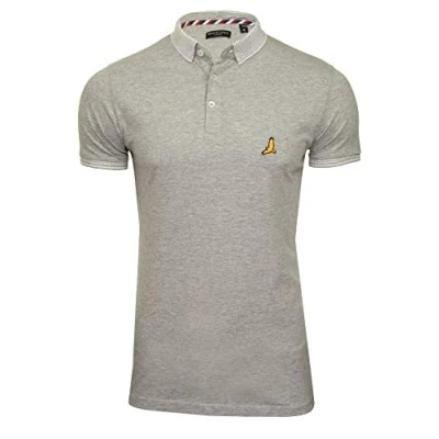 Image of BRAVE SOUL Mens Glover Polo T Shirt Cotton Short Sleeved (Lt Grey Marl/Lt Marl) S