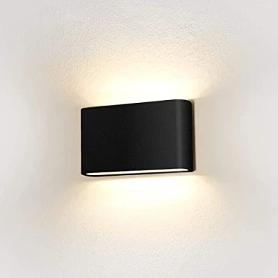 Image of HLFVLITE LED Aluminum Outdoor Wall Lights Waterproof Lamp, 6W 3000K Warm Light Security Porch Sconce Light, IP54 Waterproof, Up Down Exterior Lighting for Porch, Backyard and Patio, Black