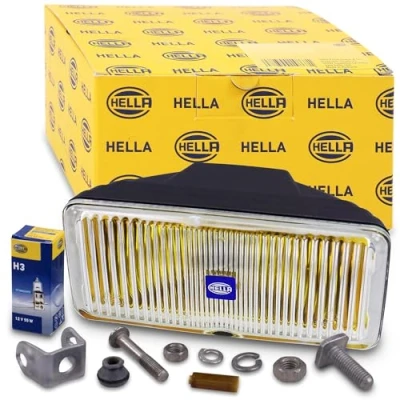 Image of HELLA 1ND 005 700 421 Halogen Front Fog Light Comet 550 12V rectangular mounting Clear diffusing Lens Colour: Yellow right/left