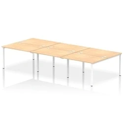 Image of Impulse Bench B2B 6 Person 1200 White Frame Office Desk Maple