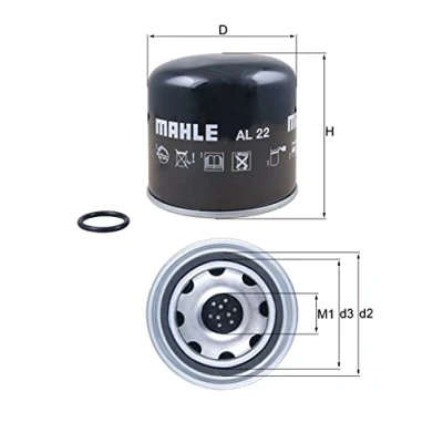 Image of 70366557 air Dryer Cartridge, compressed system MAHLE ORIGINAL AL 22 135,5mm DAF: CF