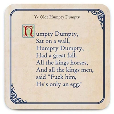 Image of Brainbox Candy Funny Rude &#039;Humpty Dumpty Coaster&#039; Small Gift Ideas For Him Her Friends Birthday Housewarming Present New Home Gifts Women Men