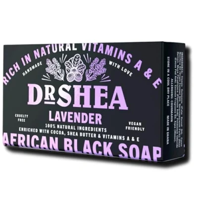 Image of Lavender Organic African Black Soap 100g Antibacterial Body Face &amp; hand Wash Eczema Dry Skin Psoriasis Scar Removal Moisturiser Authentic Raw from Ghana.