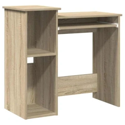 Image of vidaXL Desk with Shelves Sonoma Oak Engineered Wood, 84x40x78 cm Versatile Workstation for Office, Bedroom, Living Room Modern Design, Ample Storage, Easy Maintenance