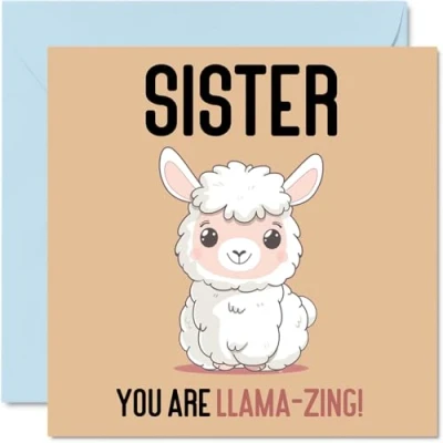 Image of Birthday Cards for Sister Llama Zing Funny Happy Card from Brother, Sibling Gifts, 145mm x Joke Greeting Women Her