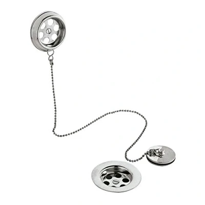 Image of JT Pickfords Chrome Bath Retainer Plug &amp; Chain Waste with Overflow