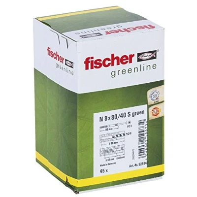 Image of fischer Hammerfix N Green 8 x 80/40 S Countersunk, 45 Pieces, 524849