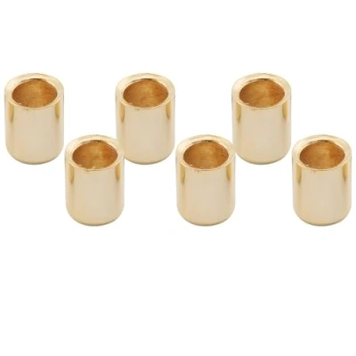 Image of Musiclily Pro 8mm Steel Flush Mount Guitar String Ferrules for Tele Style Electric Guitar, Gold (Set of 6)