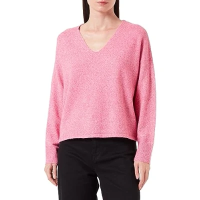 Image of VERO MODA Women&#039;s Vmdoffy LS V Neck Blouse Ga Noos Sweater, Fuchsia Purple/Detail:Melange, M