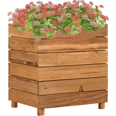 Image of vidaXL Raised Bed 50x40x55 cm Recycled Teak Wood and Steel