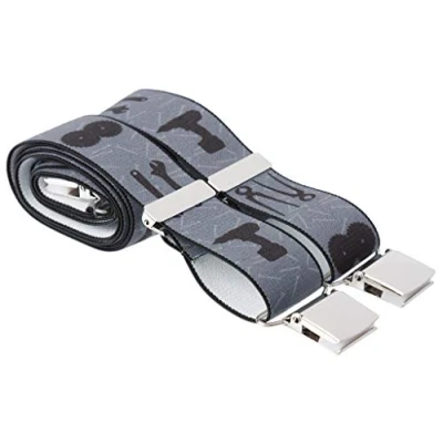 Image of XXL Grey Heavy Duty Work Braces Suspenders for Men with DIY Tools Large Strong Silver Colour Clip Clips 2XL Extra 52 Inches Long Made In Britain (XXL (52 Long))