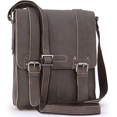 Image of Ashwood Men&#039;s Shoulder Bag Medium Messenger Distressed Leather Crossbody Work for Tablet And A5 Notebooks ED CAMDEN 8355 Brown