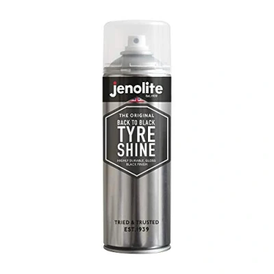 Image of JENOLITE Back To Black Tyre Shine Aerosol Restores &amp; Protects Tyres Instant Dressing Long Lasting Wet Look 500ml