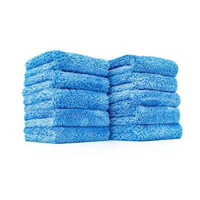 Image of The Rag Company Eaglet 500 Professional Korean 70/30 Blend; Super Plush Microfiber Detailing Towels; Perfect for Wheels, Mirrors, and More; 500GSM; 8inx8in, Blue (10 Pack)