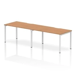 Image of Evolve Single White Frame Bench Desk 1400 Oak (2 Pod) BE355