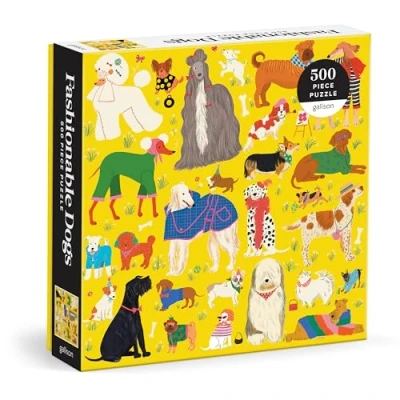 Image of Galison 9780735382718 Jigsaw Featuring Vibrant Artwork of Well Dressed and Glamorous Shapes Sizes, Fashionable Dogs 500 Piece Puzzle